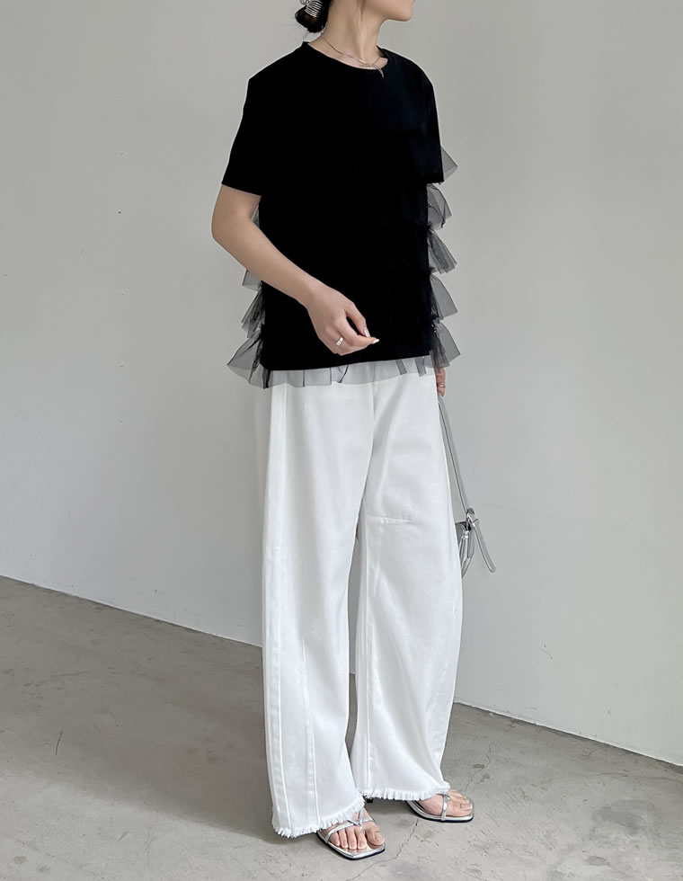 チュールティアードドッキングTシャツ