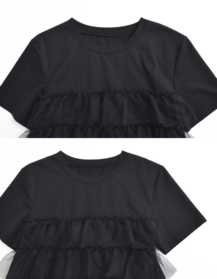 チュールティアードドッキングTシャツ