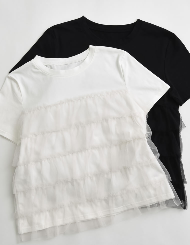 チュールティアードドッキングTシャツ