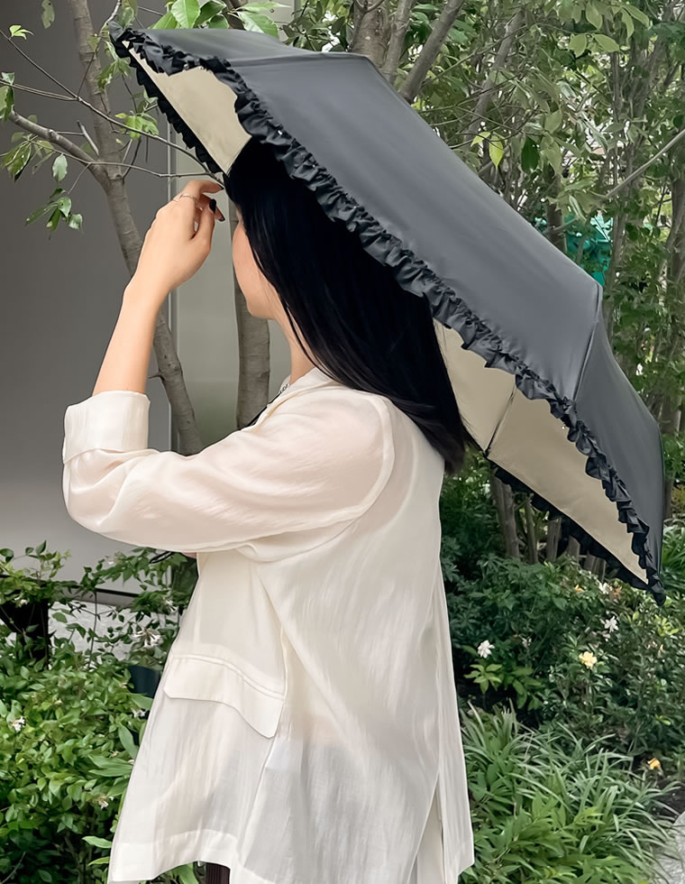 選べるフリル＆無地晴雨兼用折りたたみ傘