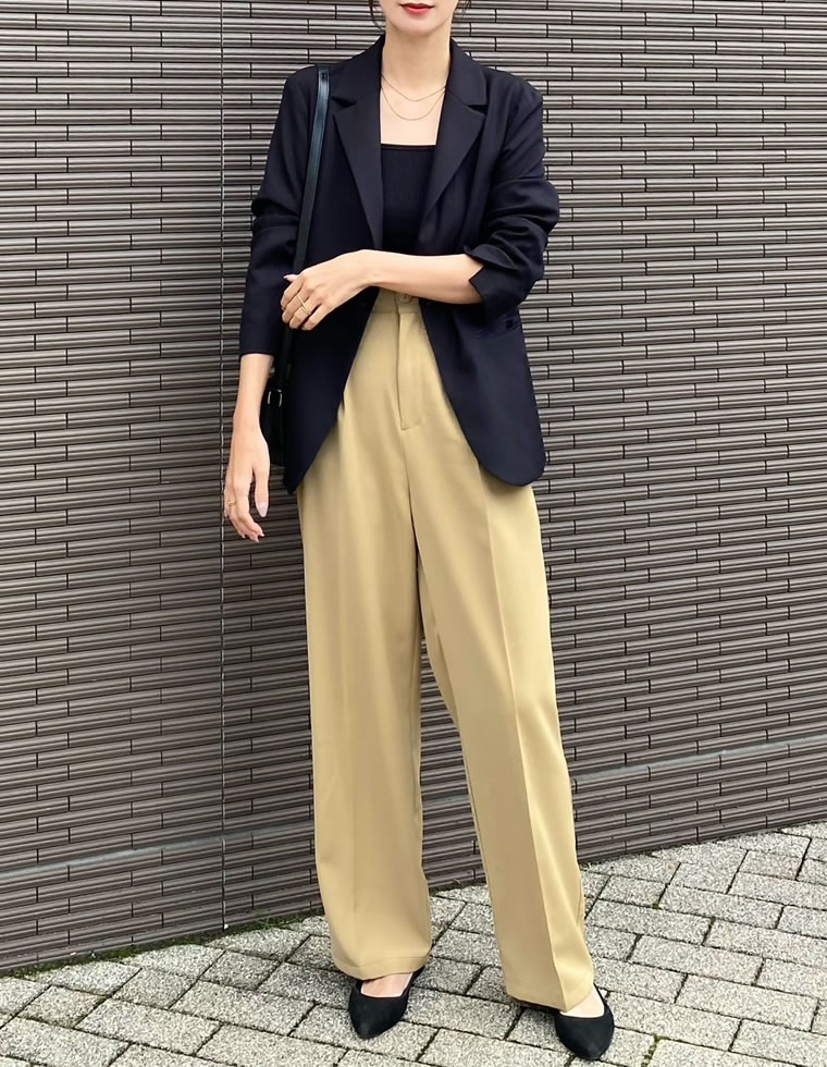 ダブルタックカラーワイドパンツ