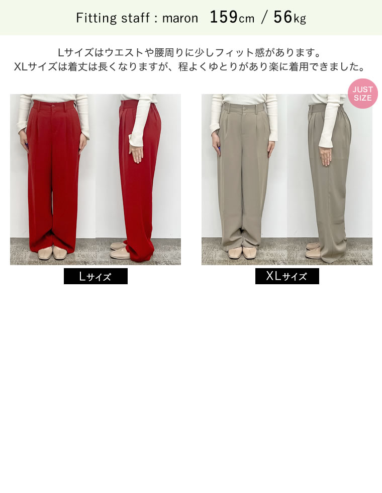 ダブルタックカラーワイドパンツ
