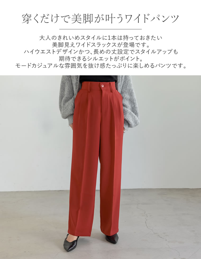 ダブルタックカラーワイドパンツ