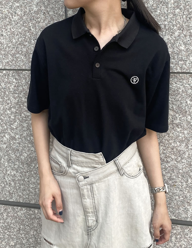 ワンポイント刺繍ロゴポロトップス