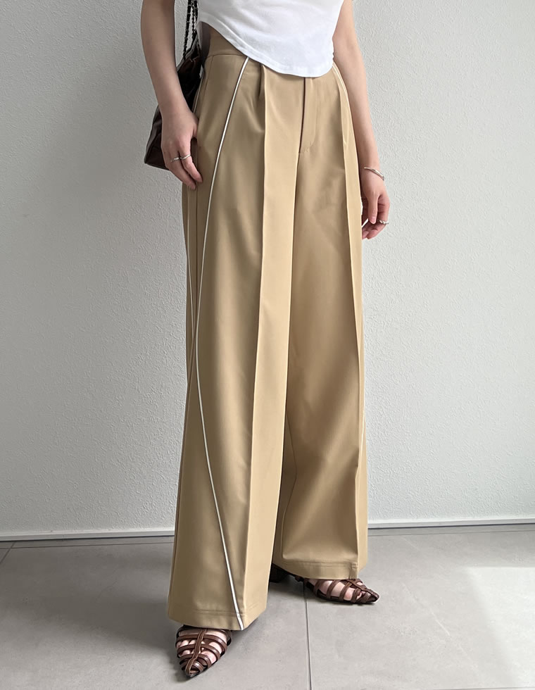 ライトツイルパイピングカーブパンツ