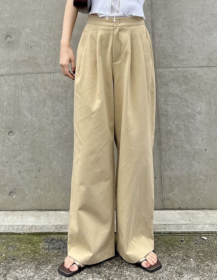 コットンツイルダブルタックルーズパンツ