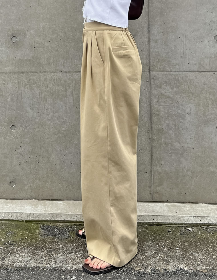 コットンツイルダブルタックルーズパンツ