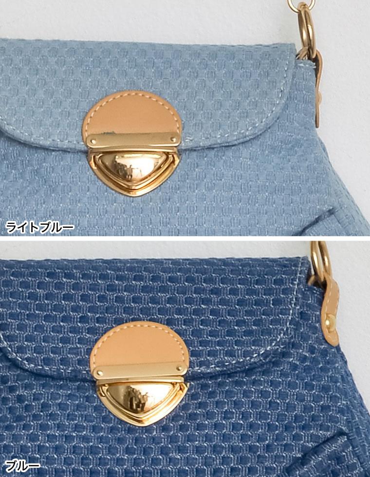 ゴールドフラップデニムライクハンドバッグ
