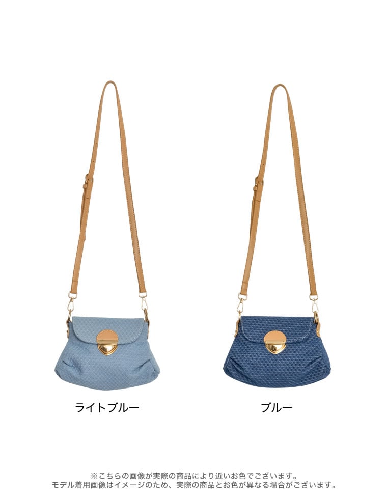 ゴールドフラップデニムライクハンドバッグ