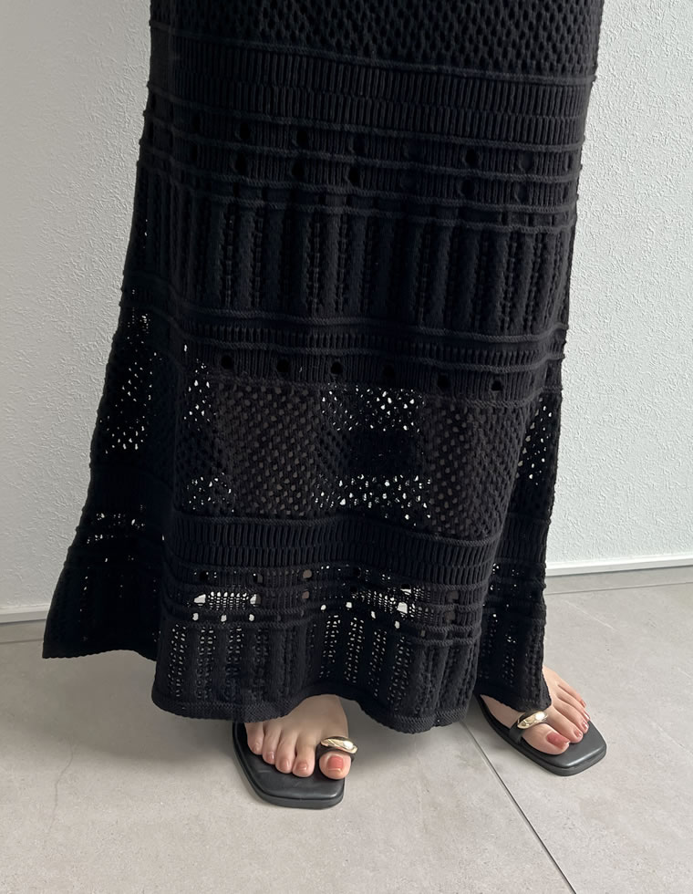 かぎ針編みニットナロースカート