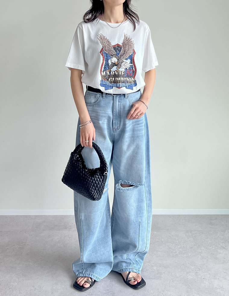 コットンイーグルプリントTシャツ