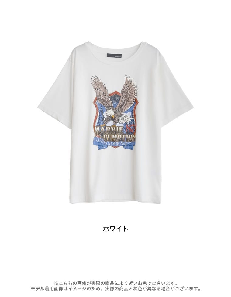 コットンイーグルプリントTシャツ