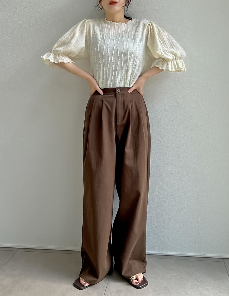 フリンジカットジャガードトップス