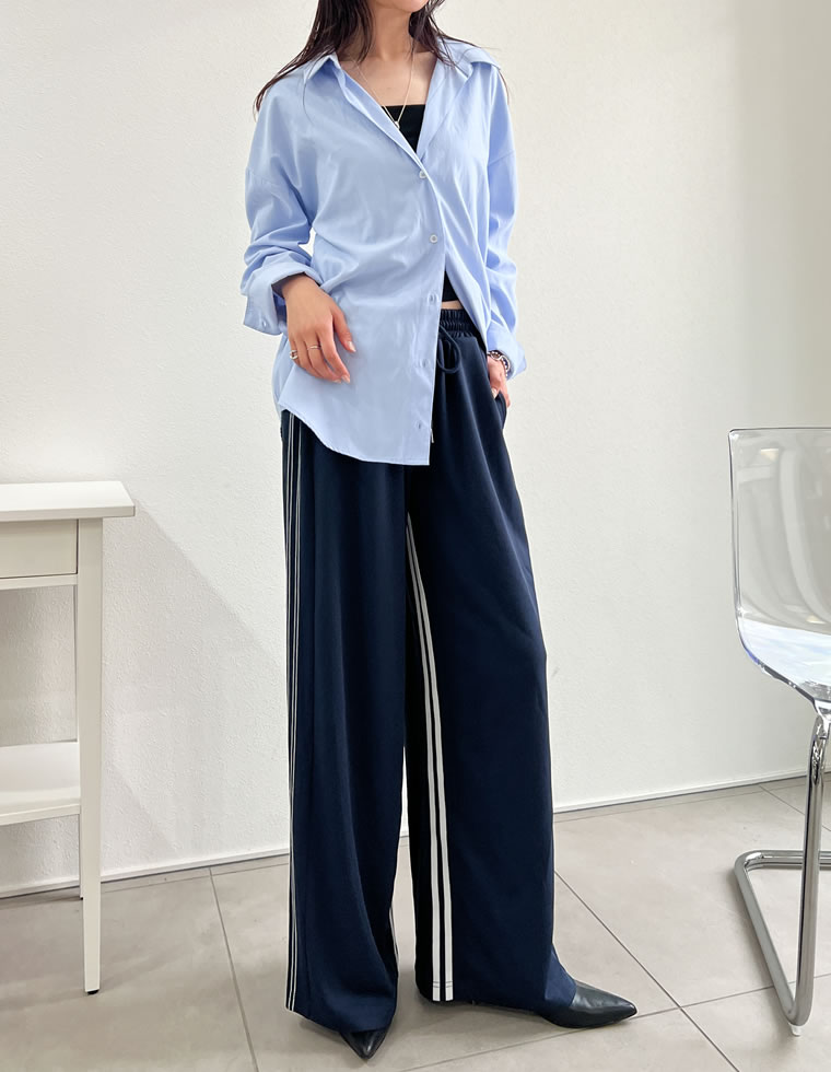 サイドラインルーズワイドパンツ