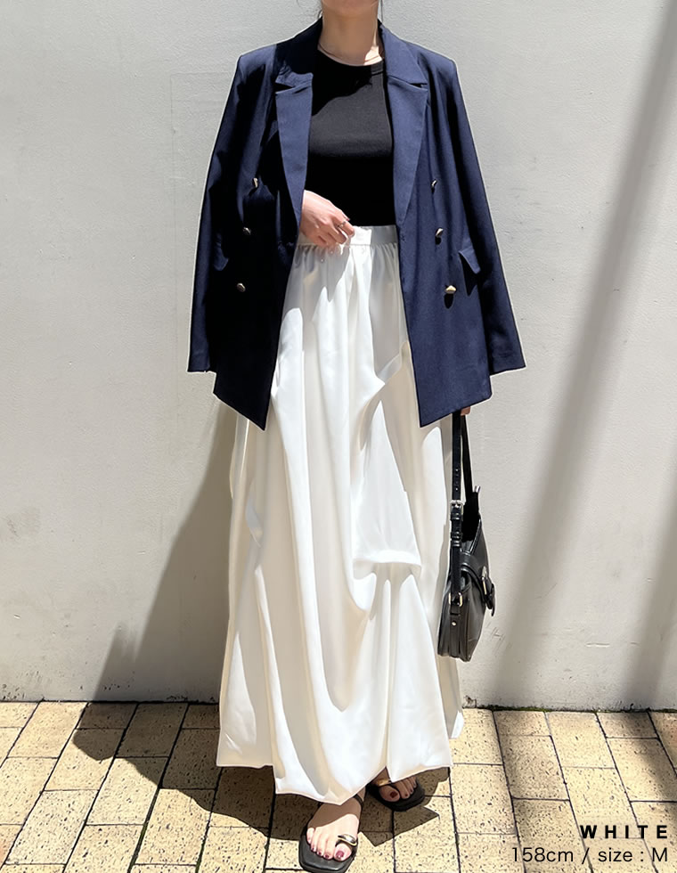 サテンバルーンロングスカート