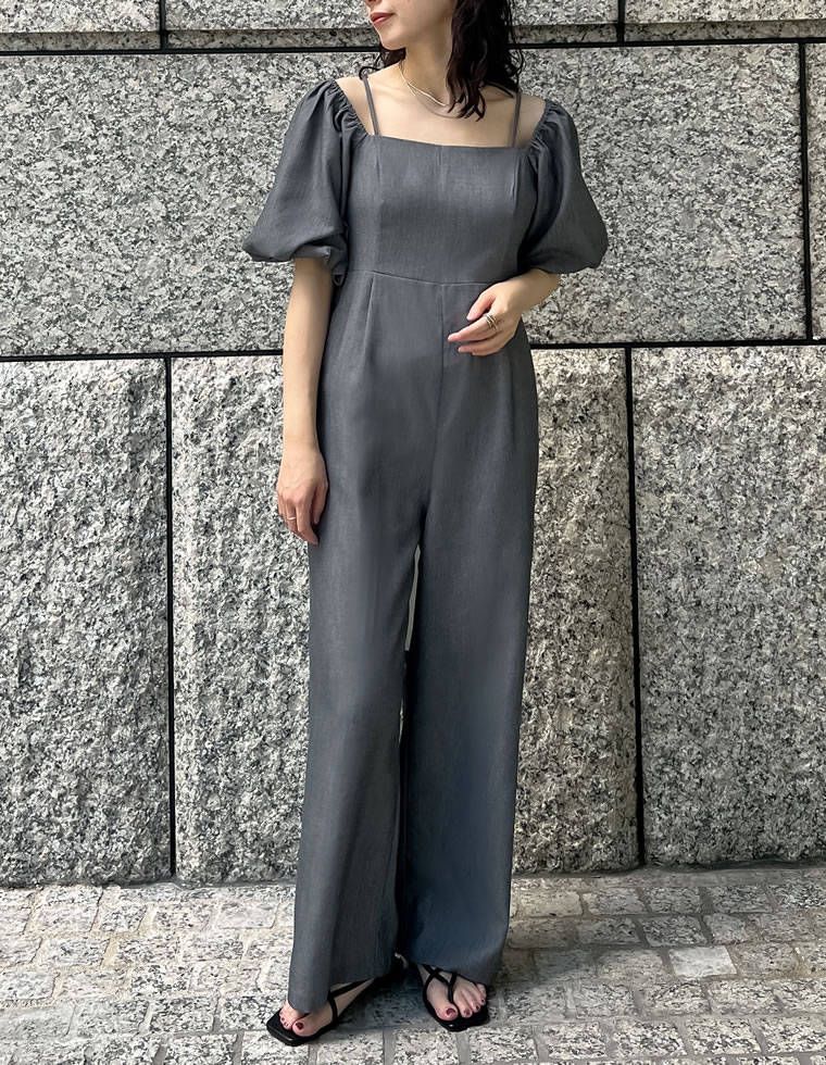 バルーンスリーブオフショルオールインワン