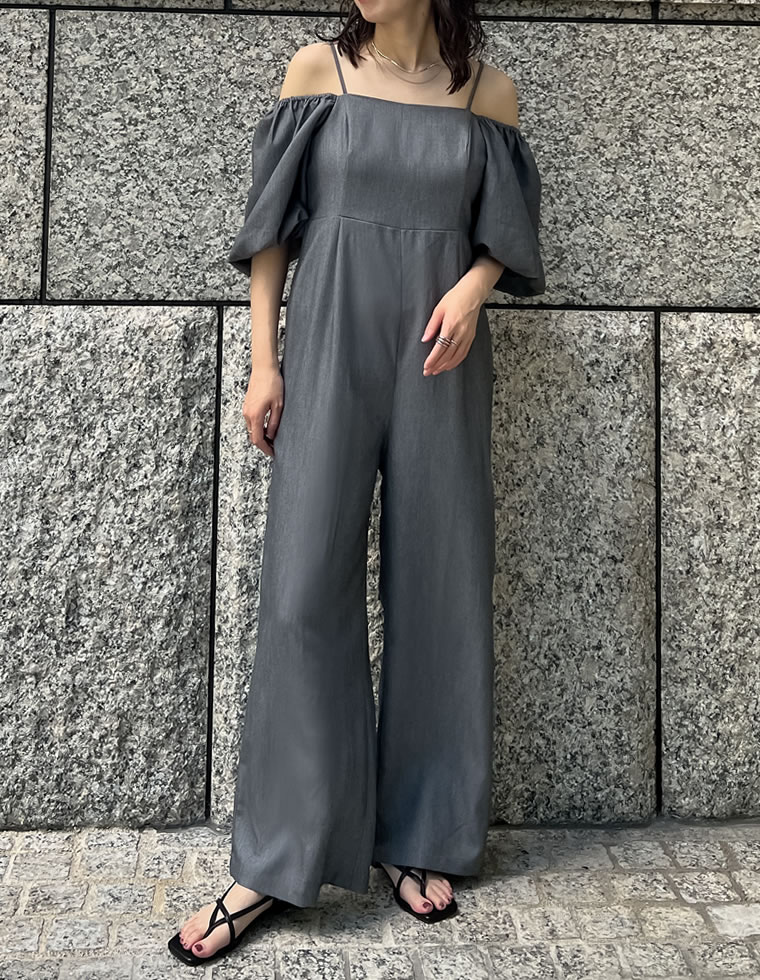 バルーンスリーブオフショルオールインワン