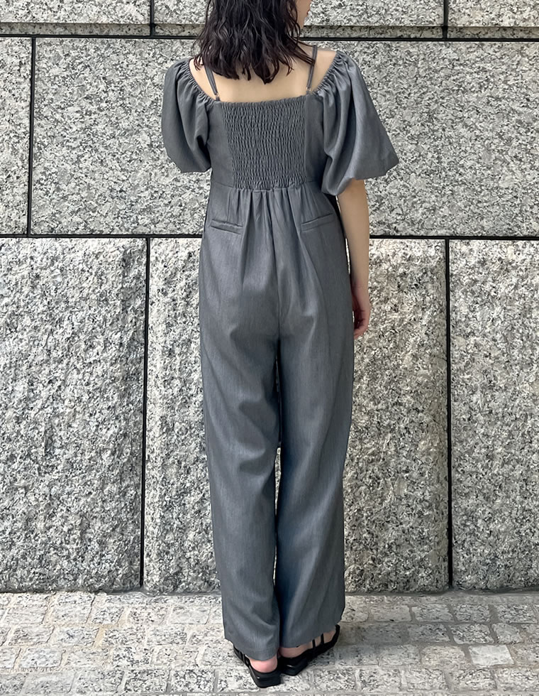 バルーンスリーブオフショルオールインワン