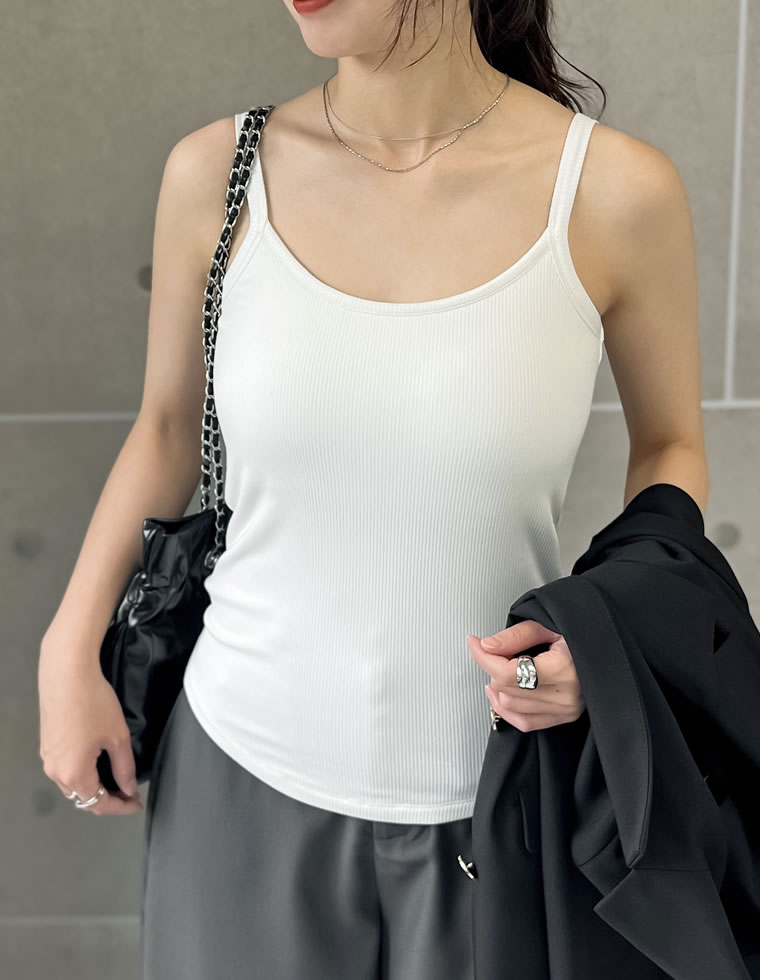 選べる丈カップ付きリブキャミソール