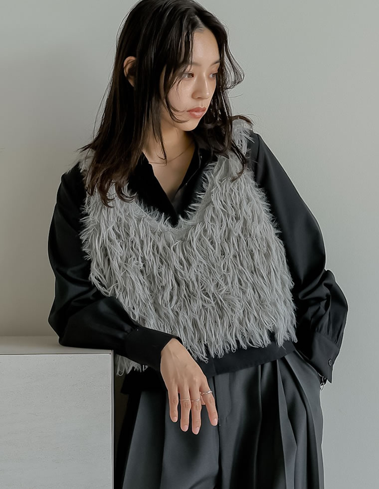 シャギーフリンジニットキャミソール