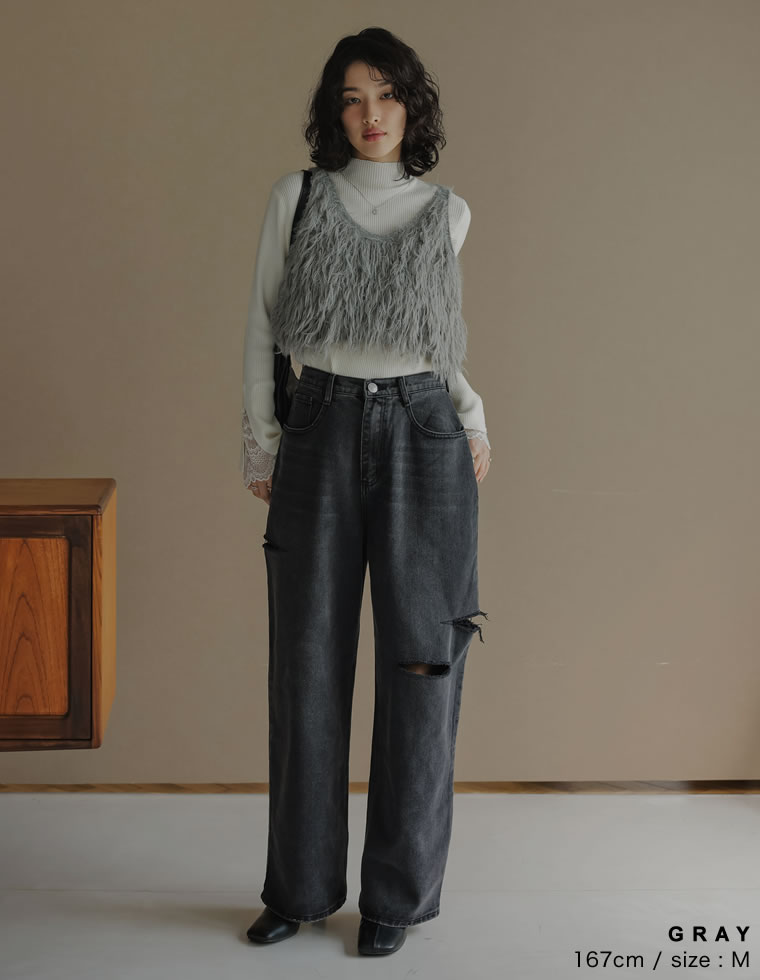 シャギーフリンジニットキャミソール