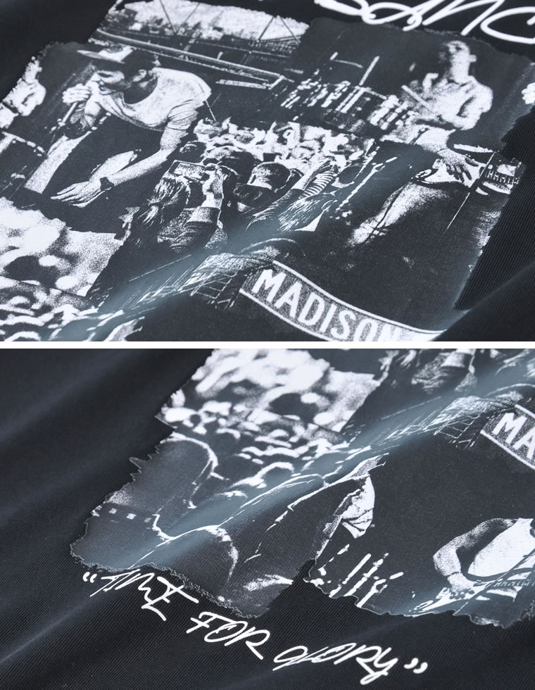 モノトーンロックバンドTシャツ