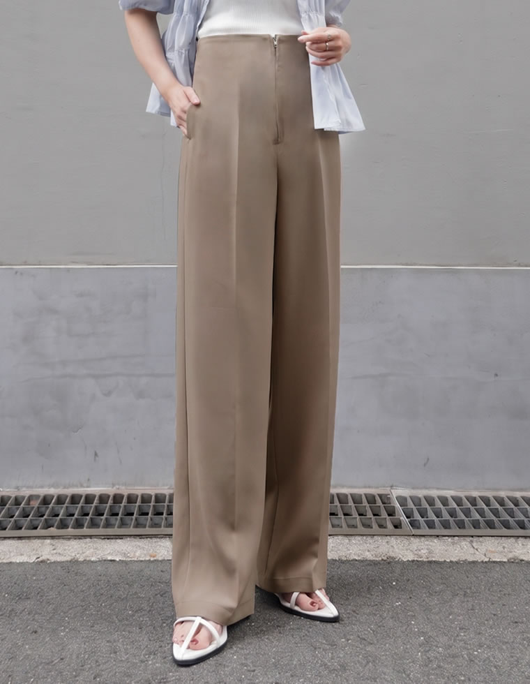 カットツイルハイウエストジップパンツ