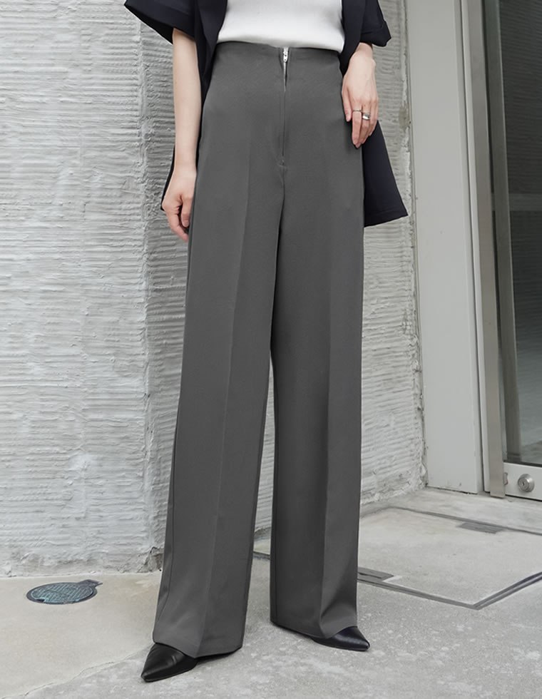 カットツイルハイウエストジップパンツ