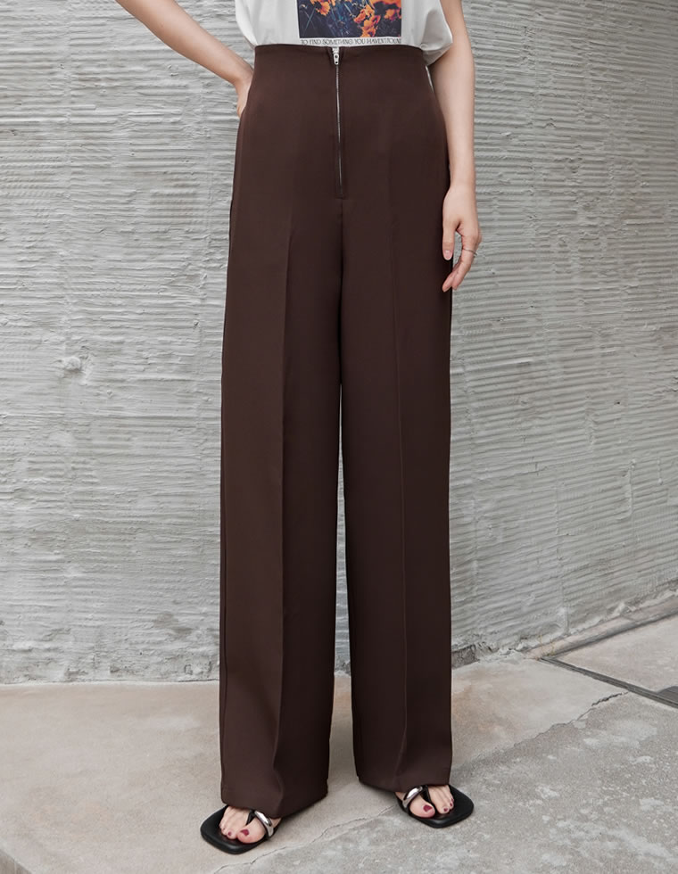 カットツイルハイウエストジップパンツ