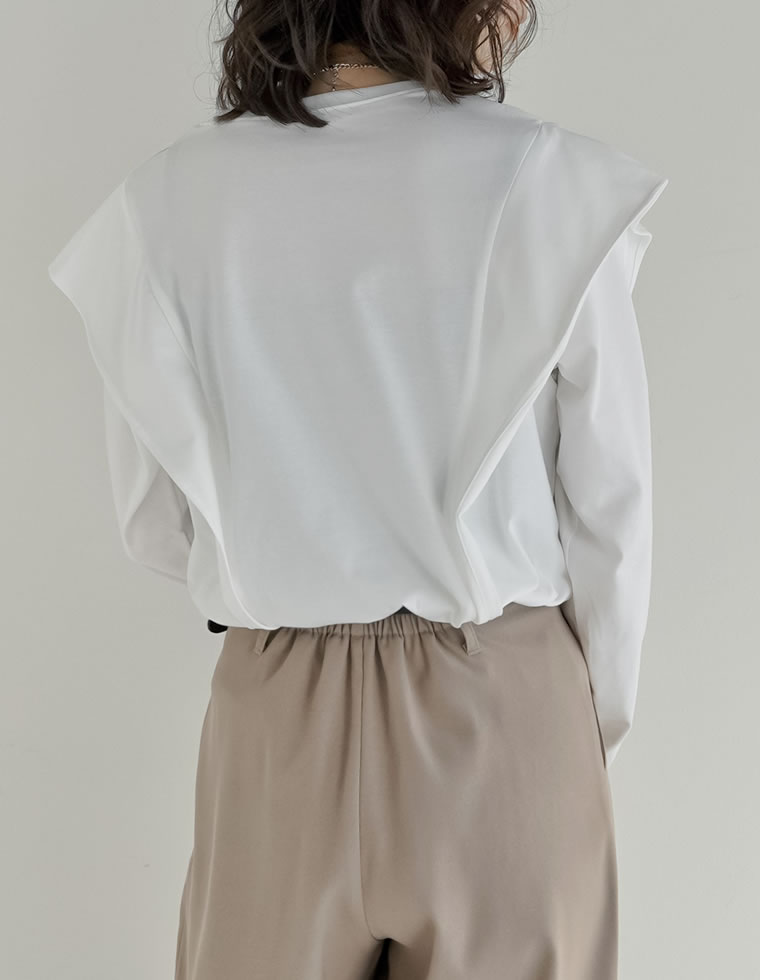ラッフルショルダーロングスリーブＴシャツ