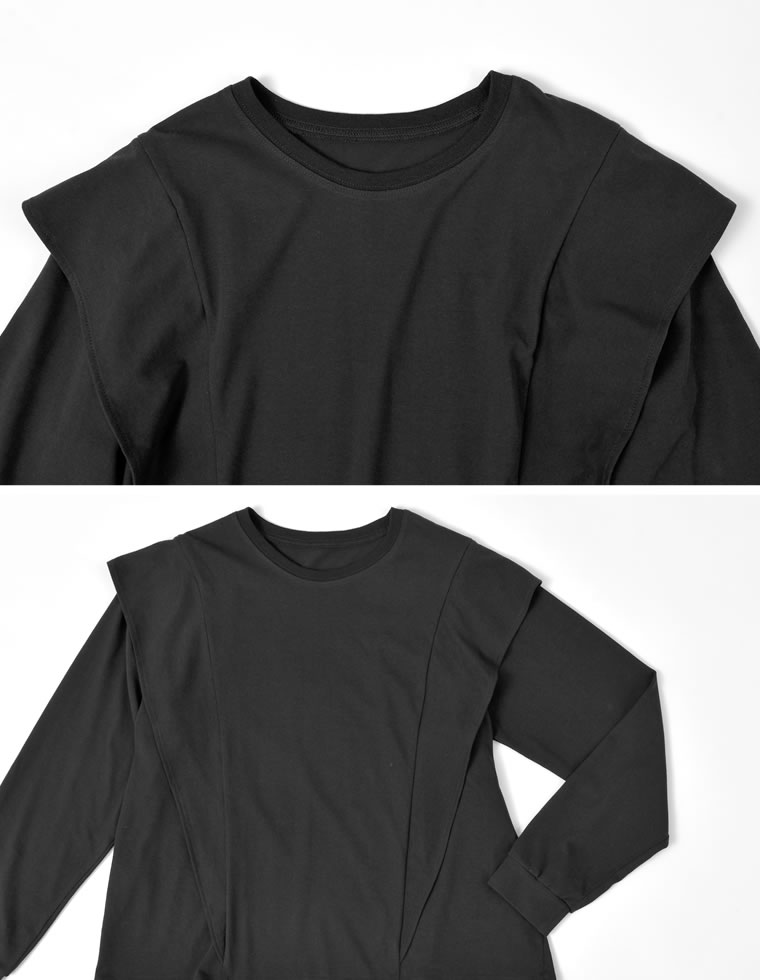ラッフルショルダーロングスリーブＴシャツ