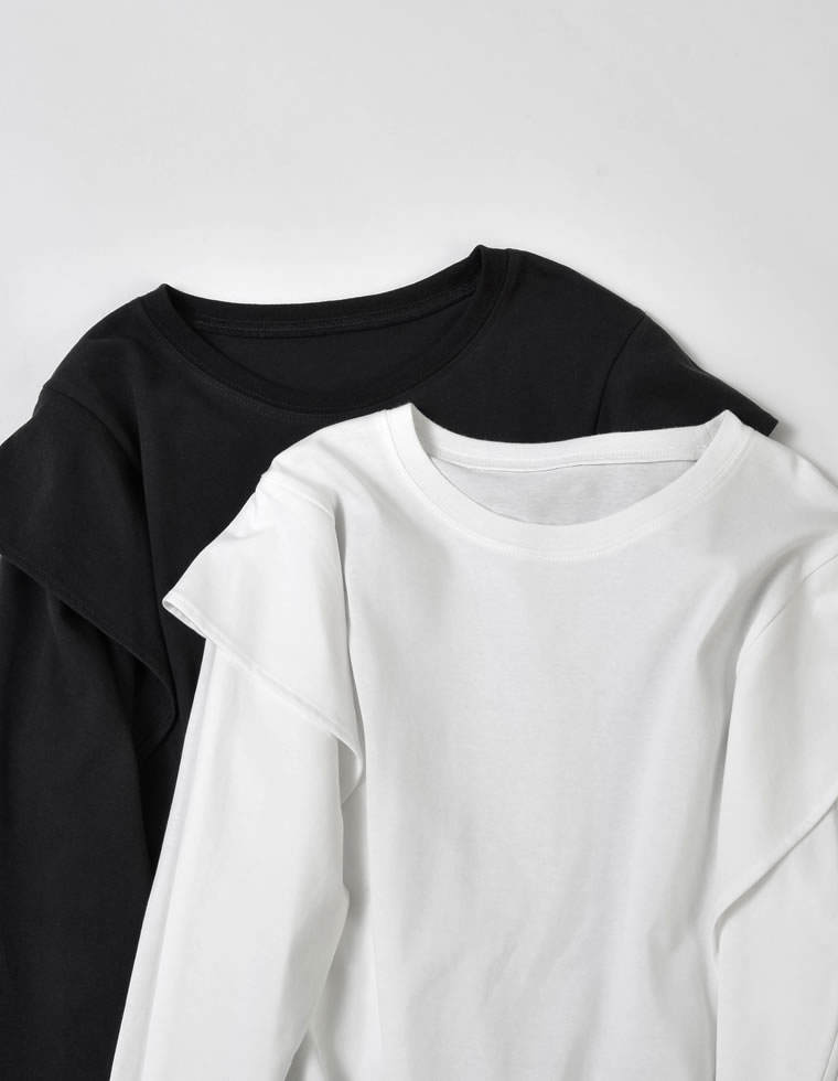 ラッフルショルダーロングスリーブＴシャツ