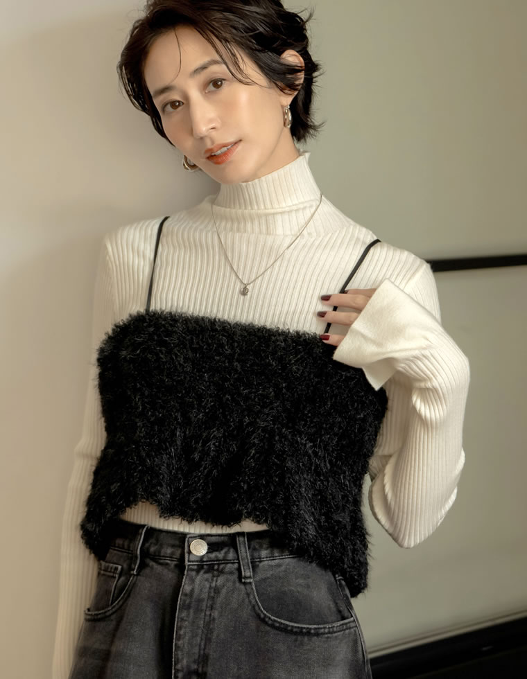 フェザーボアバルーンビスチェ