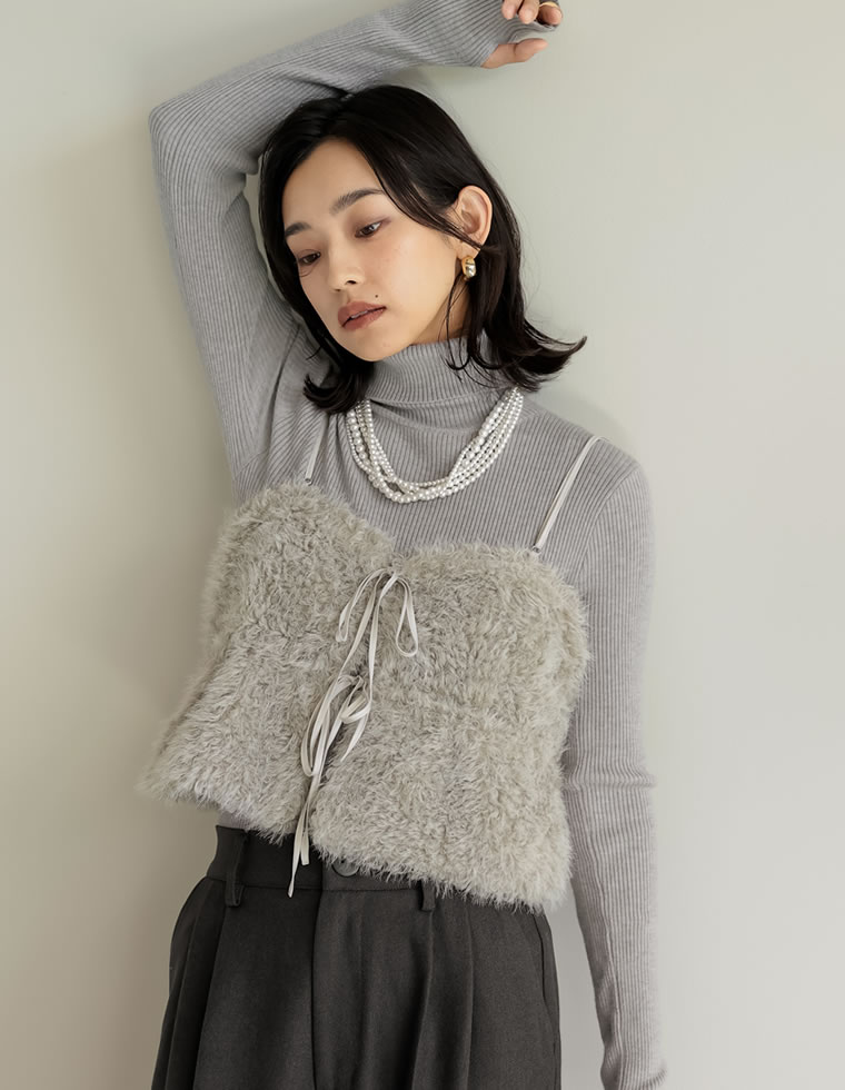 フェザーボアバルーンビスチェ