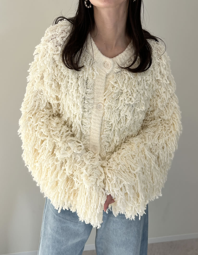 ループフリンジニットカーディガン