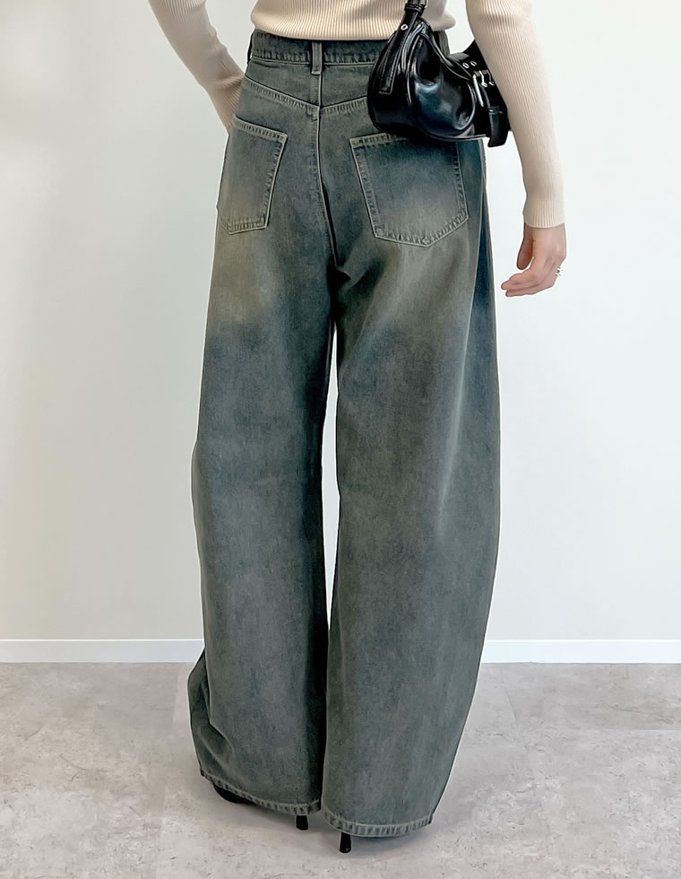 メタルストーンカーブデニムパンツ