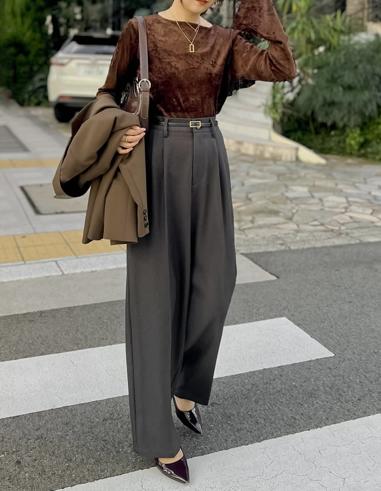 微起毛ツイルダブルタックルーズパンツ