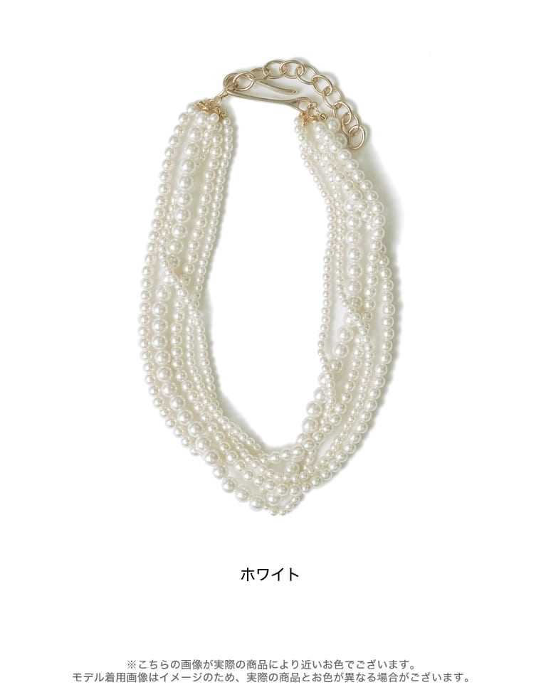 5連フェイクパールネックレス
