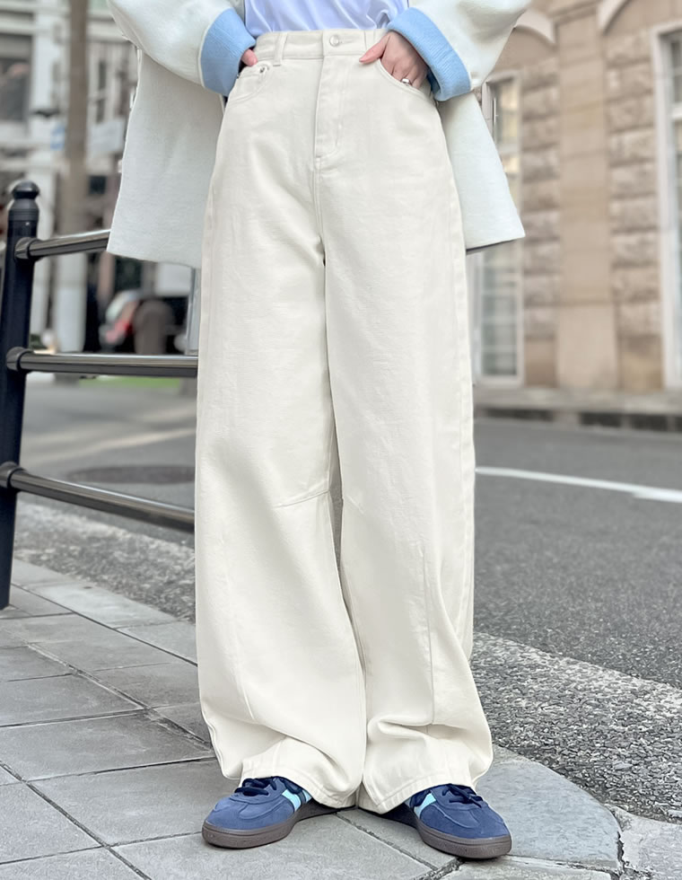 ウォッシュ加工コットンツイルカーブパンツ