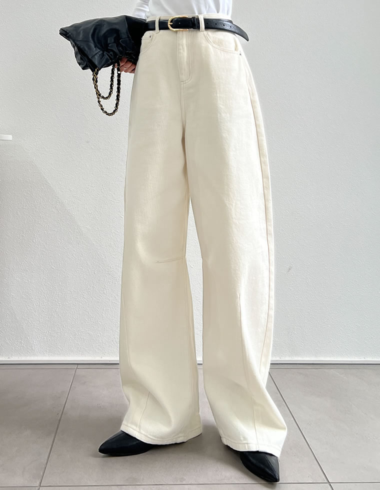ウォッシュ加工コットンツイルカーブパンツ