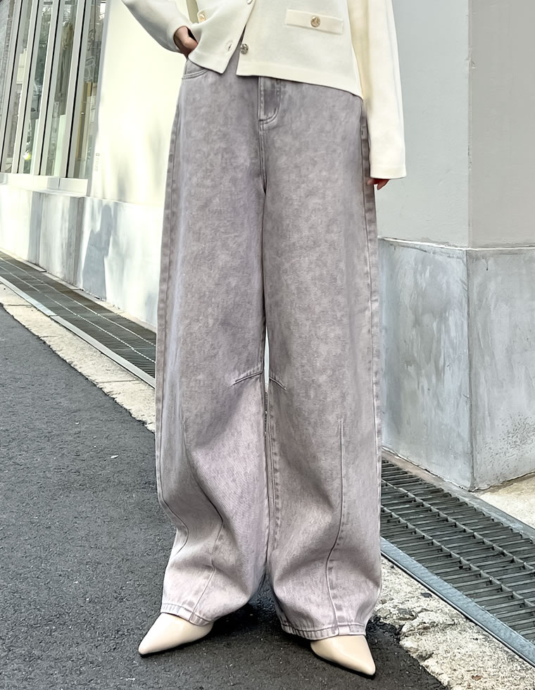 ウォッシュ加工コットンツイルカーブパンツ