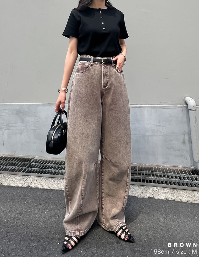 ウォッシュ加工コットンツイルカーブパンツ