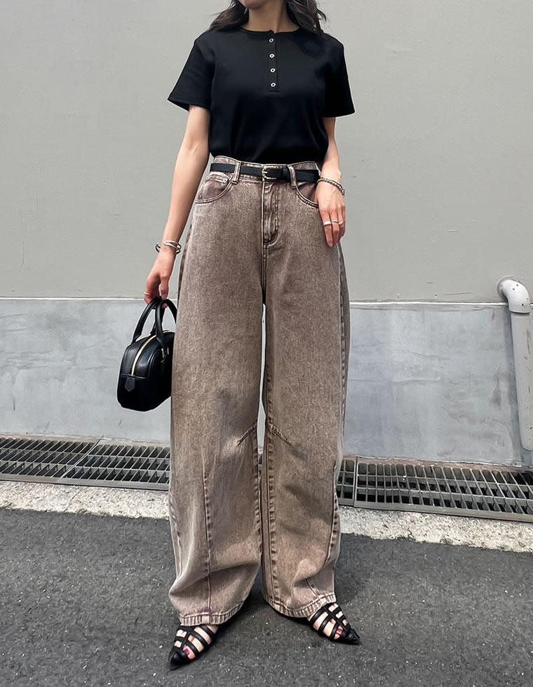 ウォッシュ加工コットンツイルカーブパンツ