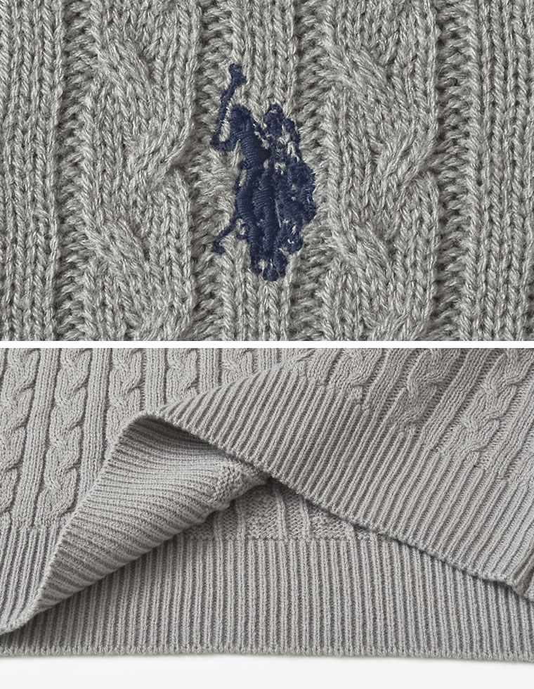 ワンポイント刺繍ケーブルニットトップス