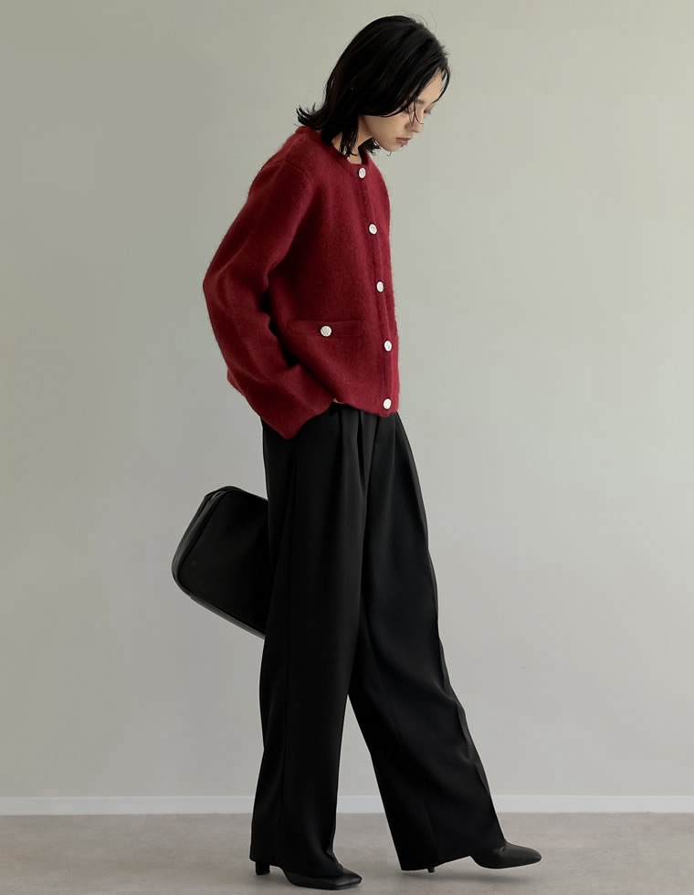 起毛ニットゴールドボタンカーディガン