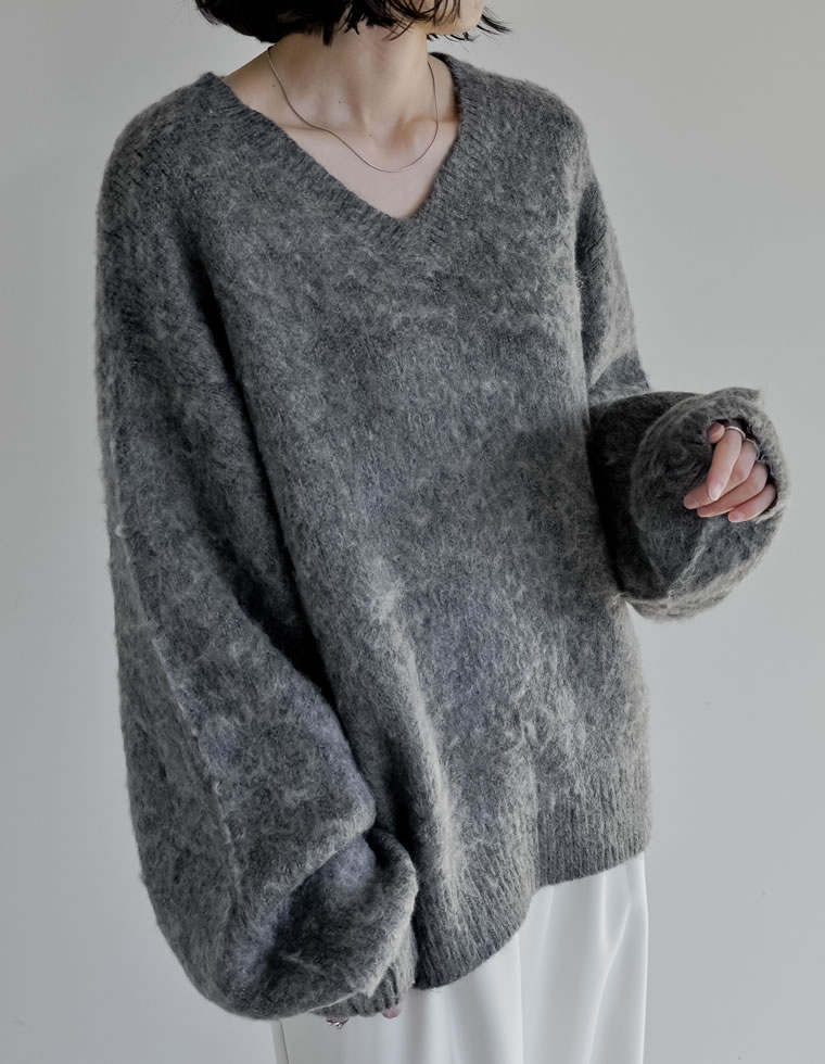 モヘアライクVネックニットトップス