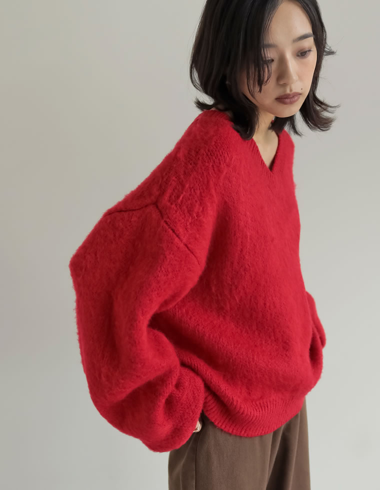 モヘアライクVネックニットトップス