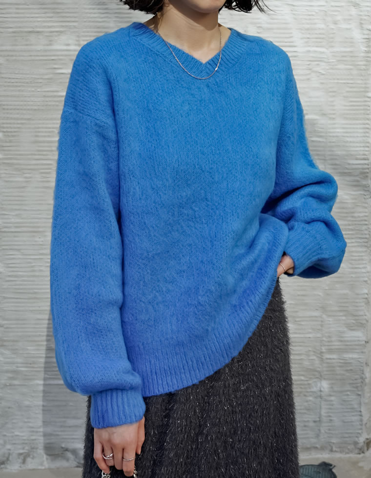 モヘアライクVネックニットトップス