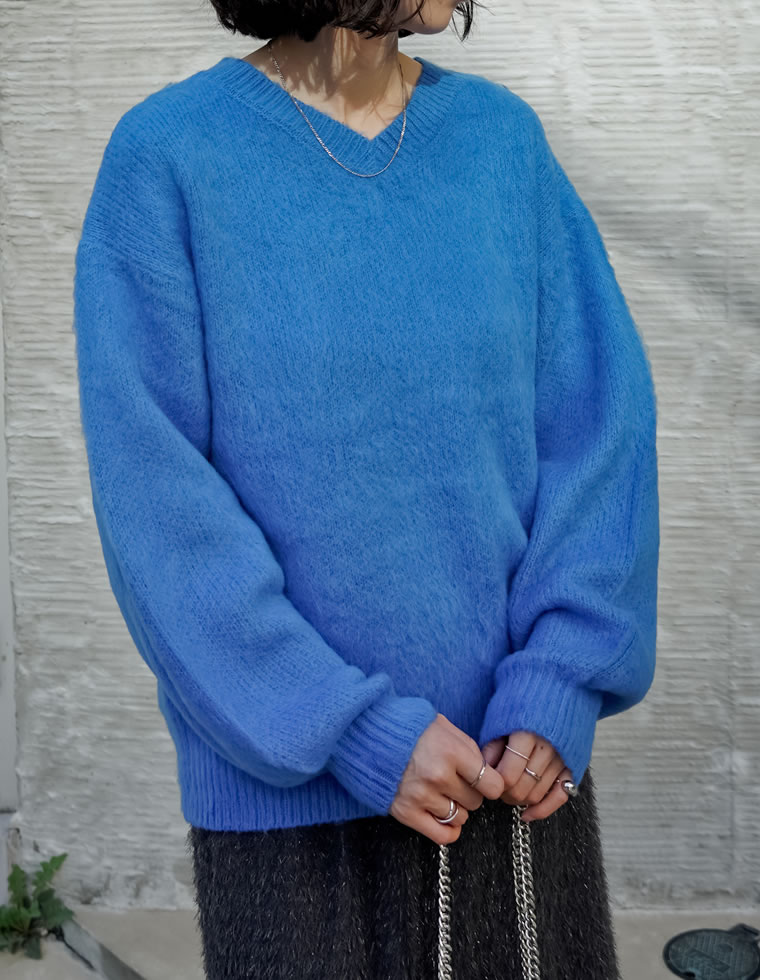 モヘアライクVネックニットトップス