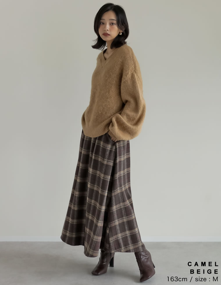 モヘアライクVネックニットトップス